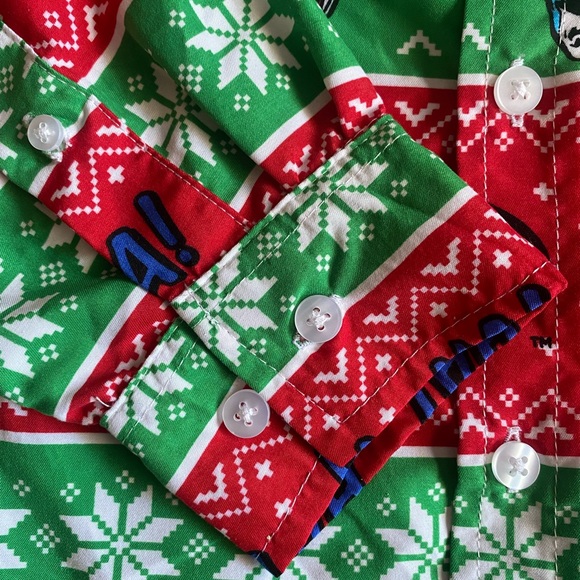 DC Batman Christmas Ugly Sweater Button Long Sleeve Shirt - Picture 5 of 7